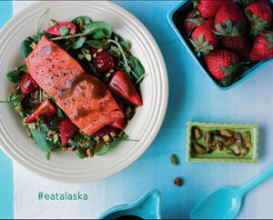 Balsamic Salmon Salad & Strawberries
