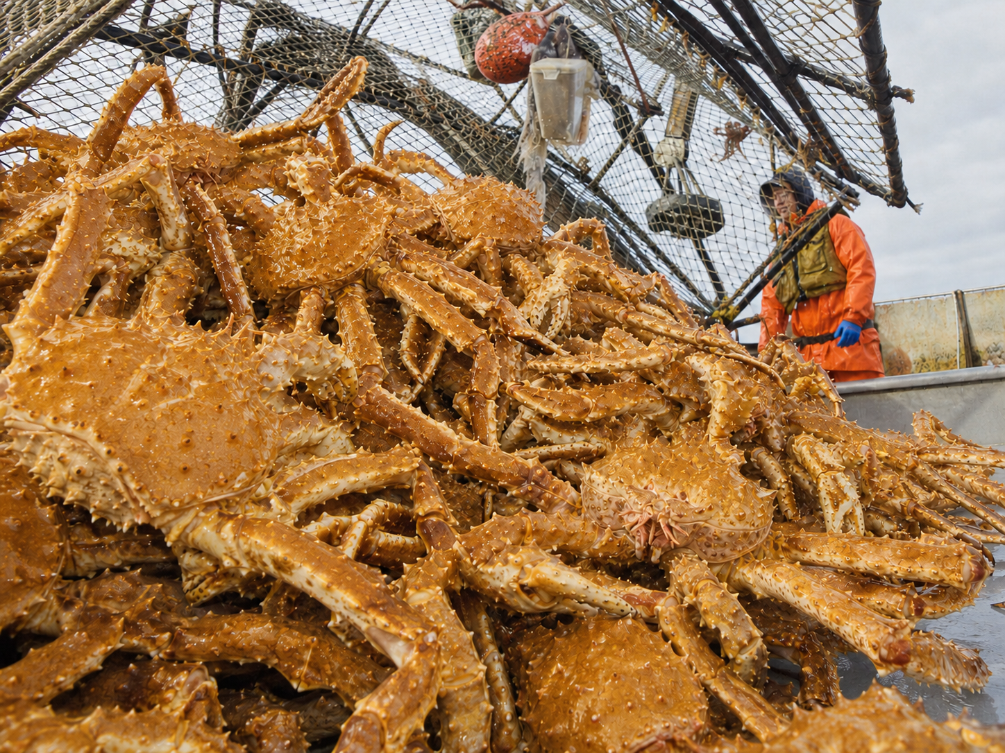 A fresh catch of Alaskan Golden King Crabs