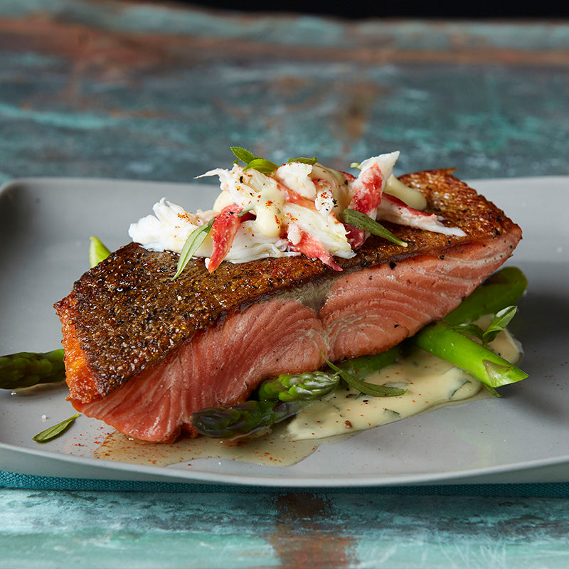 Wild Alaskan Sockeye Salmon fillet, deep red flesh