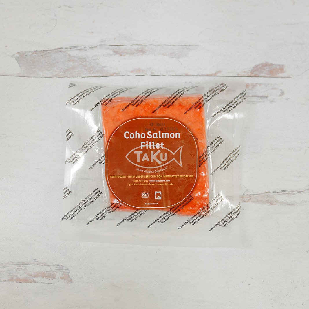Taku Fisheries Coho Salmon fillet packaging
