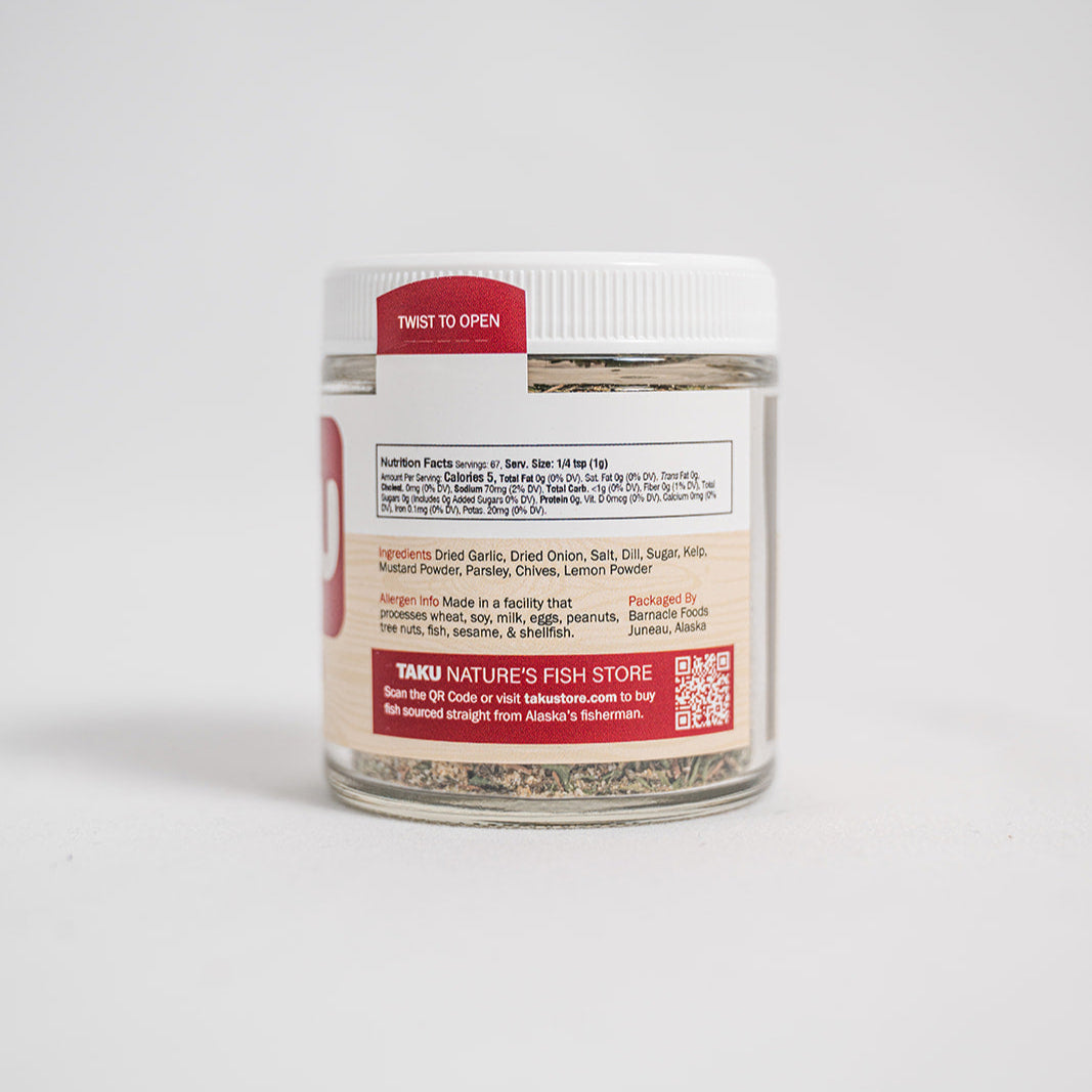 Taku Salmon Rub jar with combo