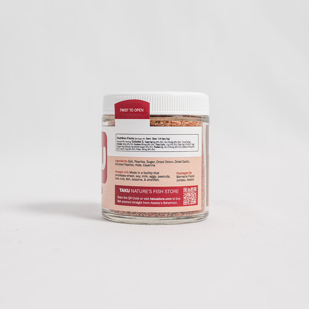 Taku Halibut Rub jar with combo