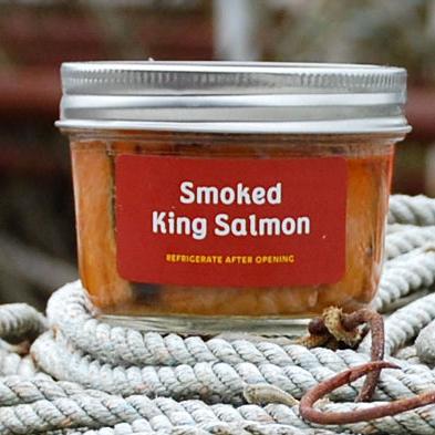 Smoked Red King Salmon in glass jar