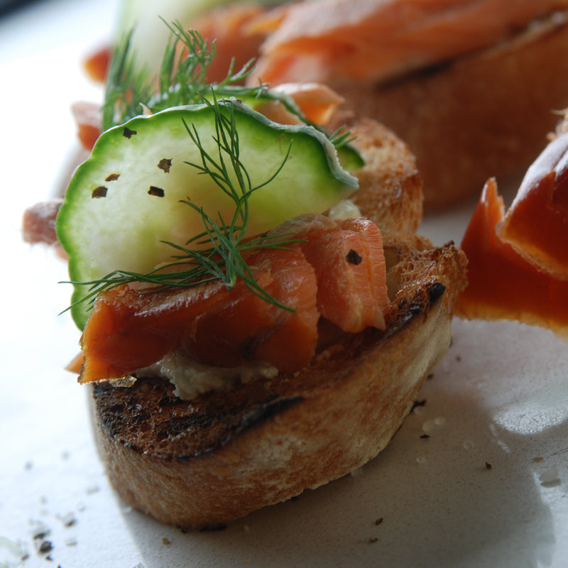 Hot smoked wild Alaskan Coho Salmon, flaky and golden