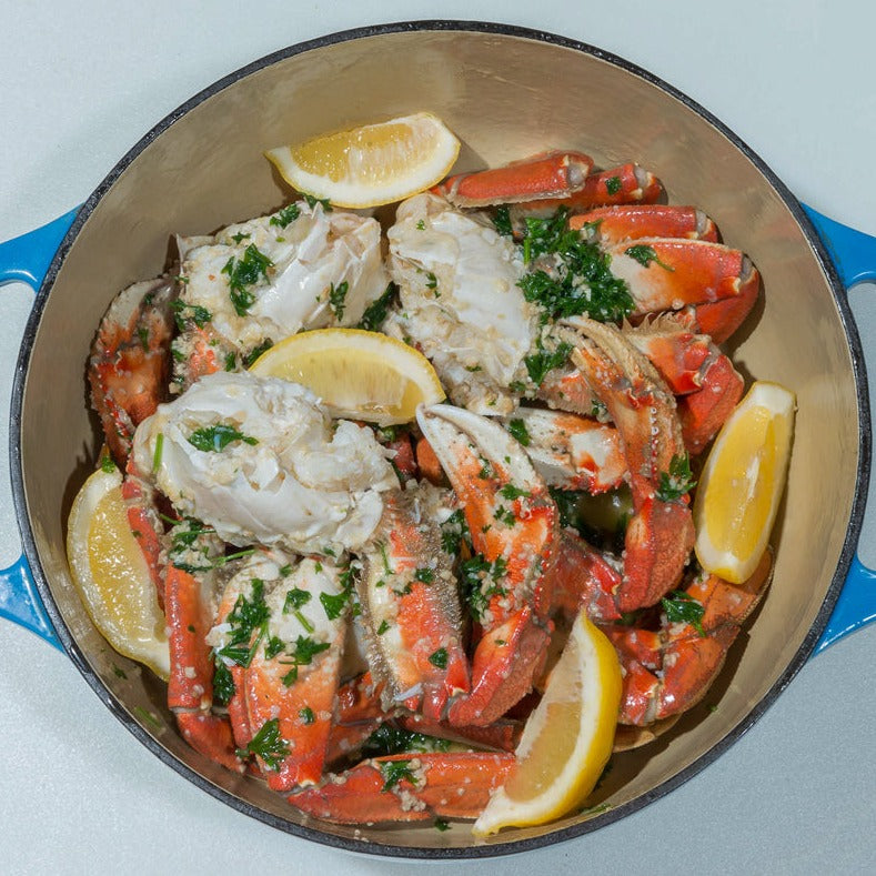 Alaskan Dungeness crab clusters, pre-cooked